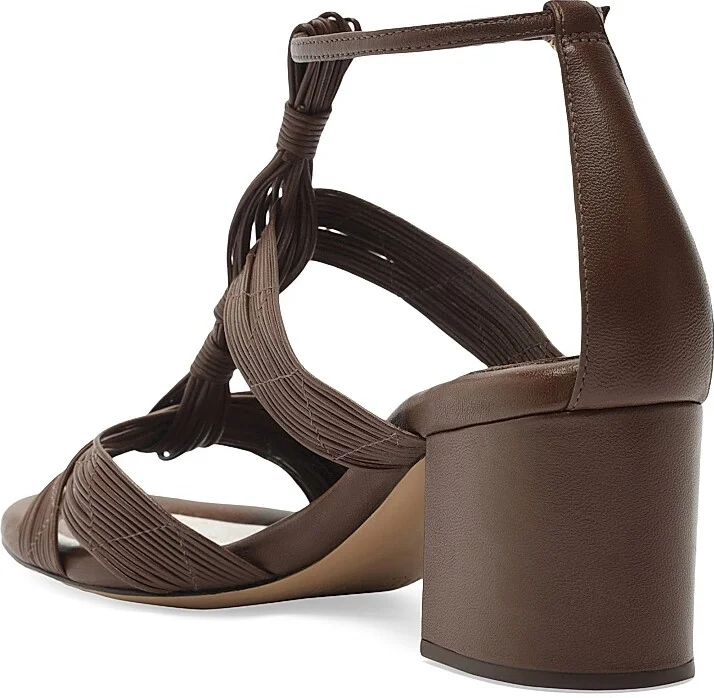 Women's Olga 60MM Leather Block-Heel Sandals - Rich Brown - Size 6 - Image 4