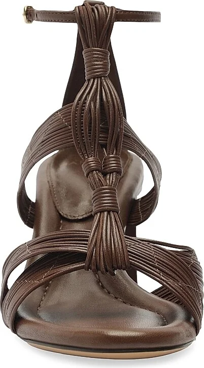 Women's Olga 60MM Leather Block-Heel Sandals - Rich Brown - Size 6 - Image 7