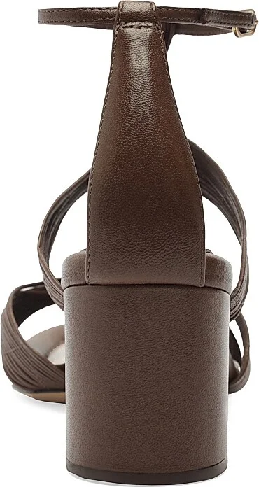 Women's Olga 60MM Leather Block-Heel Sandals - Rich Brown - Size 6 - Image 8