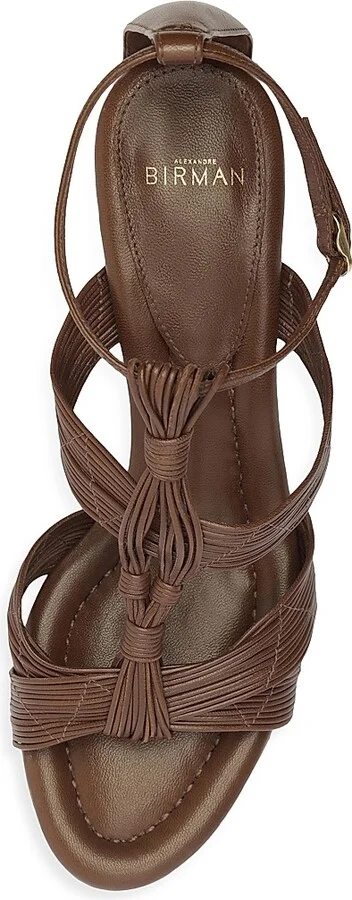 Women's Olga 60MM Leather Block-Heel Sandals - Rich Brown - Size 6 - Image 9