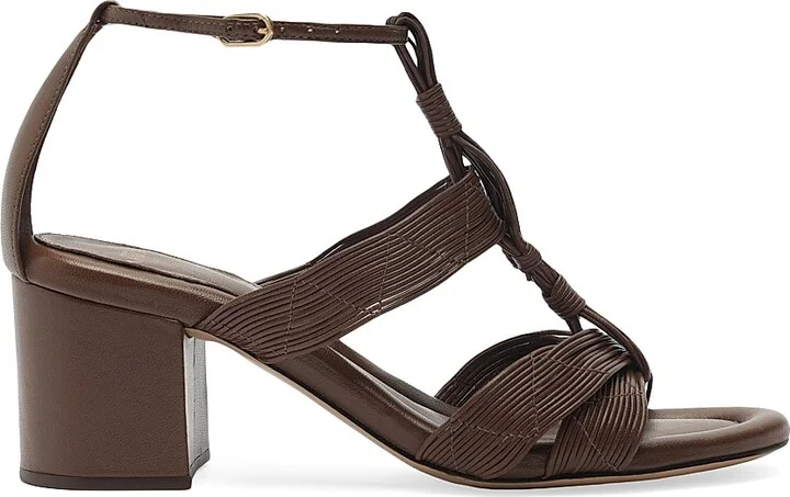 Women's Olga 60MM Leather Block-Heel Sandals - Rich Brown - Size 6