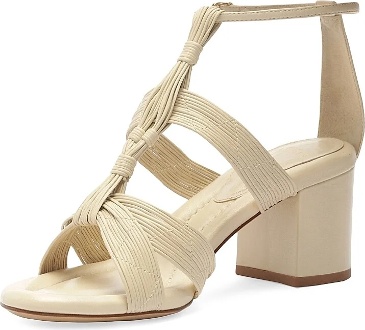 Women's Olga 60MM Leather T-Strap Sandals - Eggshell - Size 7 - Image 6
