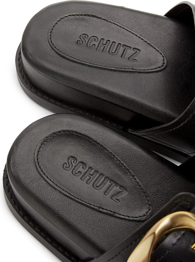 Women's Olga Buckle-Accented Leather Sandals - Black - Size 6.5 - Image 5