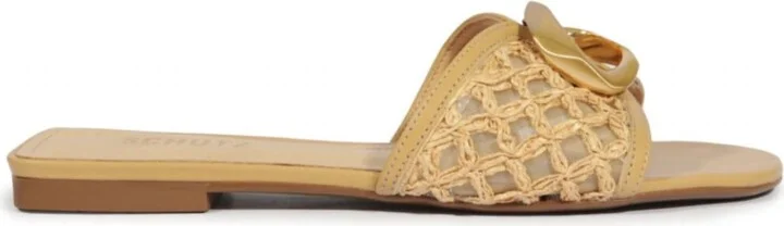 Women's Olga Embroidered Flat Sandals In Caramelo