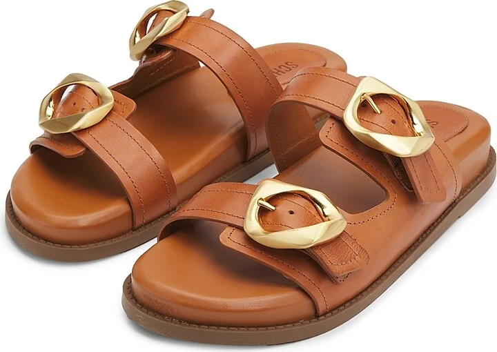 Women's Olga Sporty Leather Sandals - Brown - Size 6.5 - Image 2