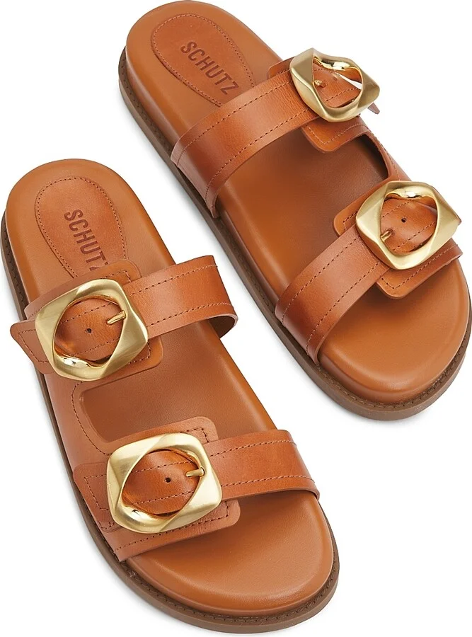 Women's Olga Sporty Leather Sandals - Brown - Size 6.5 - Image 4