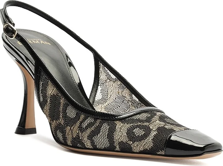 Women's Olivia 85MM Printed Slingback Pumps - Golden Black - Size 5 - Image 2