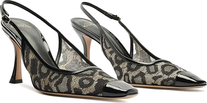 Women's Olivia 85MM Printed Slingback Pumps - Golden Black - Size 5 - Image 3