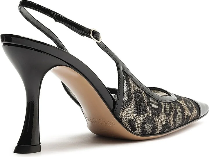 Women's Olivia 85MM Printed Slingback Pumps - Golden Black - Size 5 - Image 5