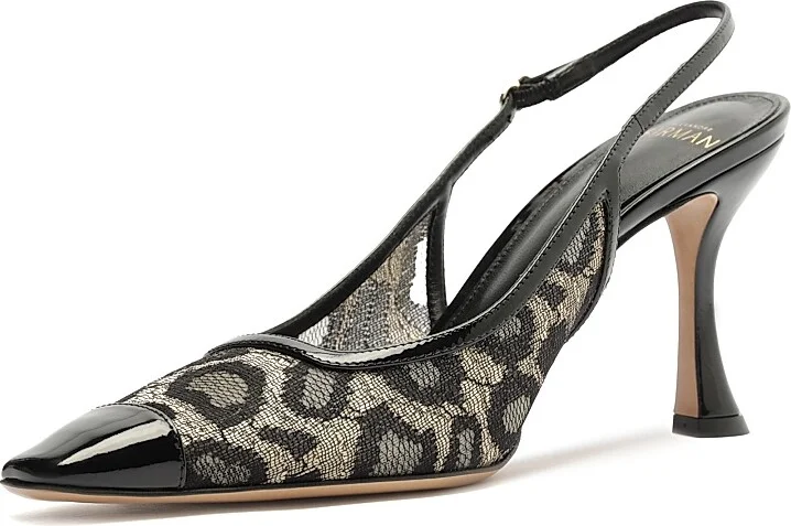 Women's Olivia 85MM Printed Slingback Pumps - Golden Black - Size 5 - Image 6