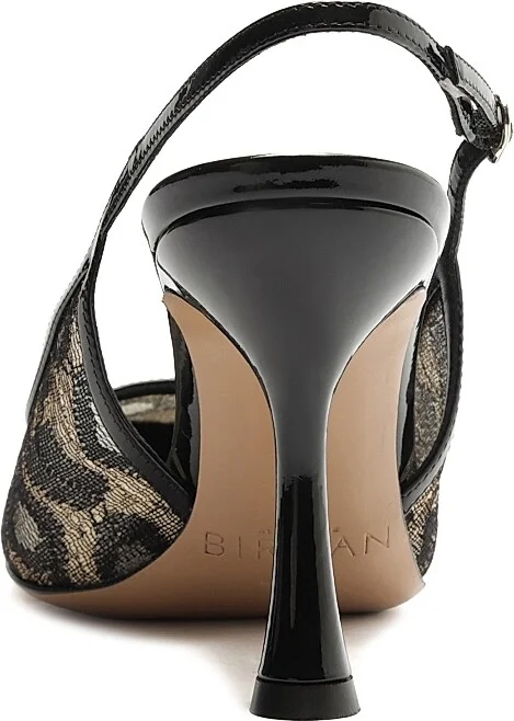 Women's Olivia 85MM Printed Slingback Pumps - Golden Black - Size 5 - Image 8