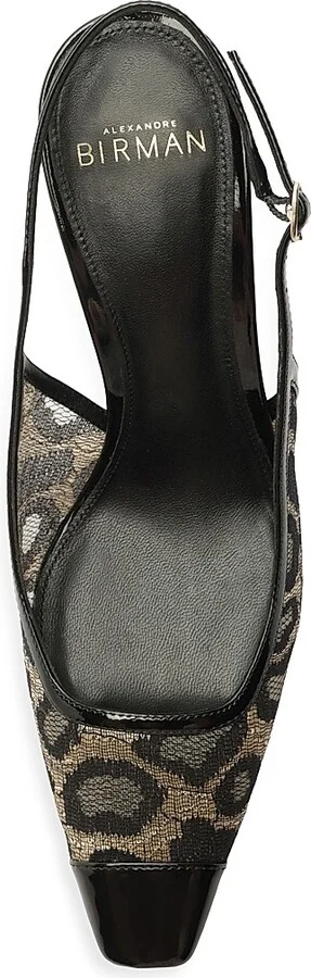 Women's Olivia 85MM Printed Slingback Pumps - Golden Black - Size 5 - Image 9