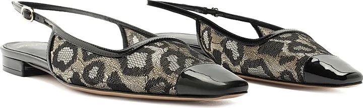 Women's Olivia Lace Slingback Flats - Golden Black - Size 5.5 - Image 3