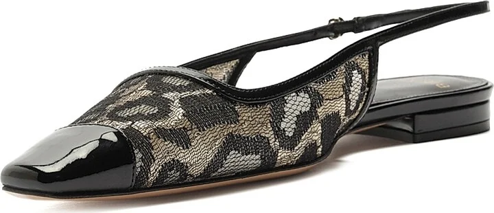 Women's Olivia Lace Slingback Flats - Golden Black - Size 5.5 - Image 6