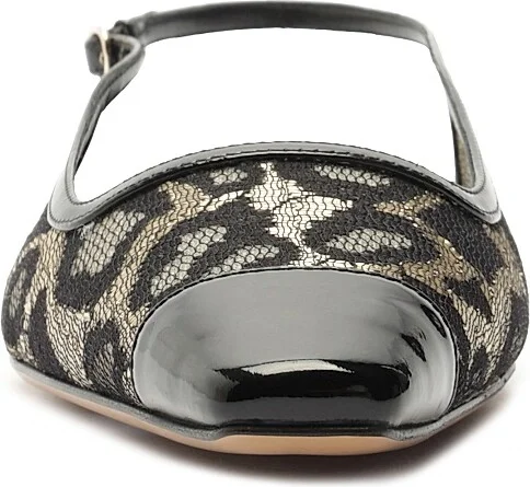 Women's Olivia Lace Slingback Flats - Golden Black - Size 5.5 - Image 7