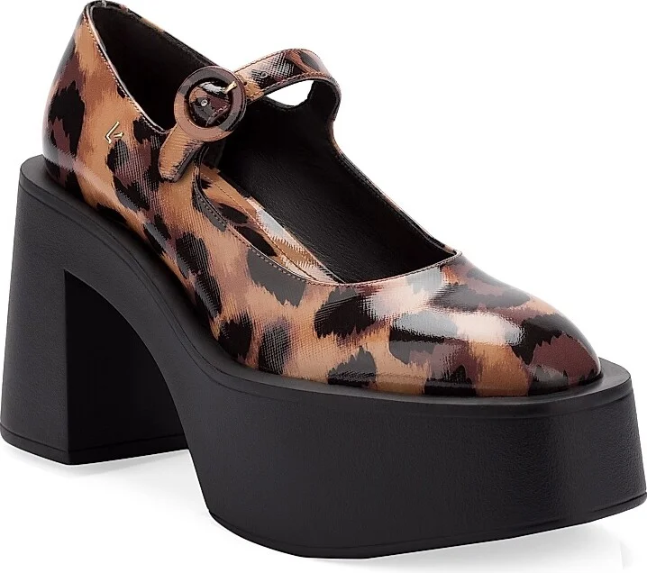 Women's Olivia Leopard-Print Patent Leather Mary Jane Pumps - Jaguar Natural - Size 8 - Image 2