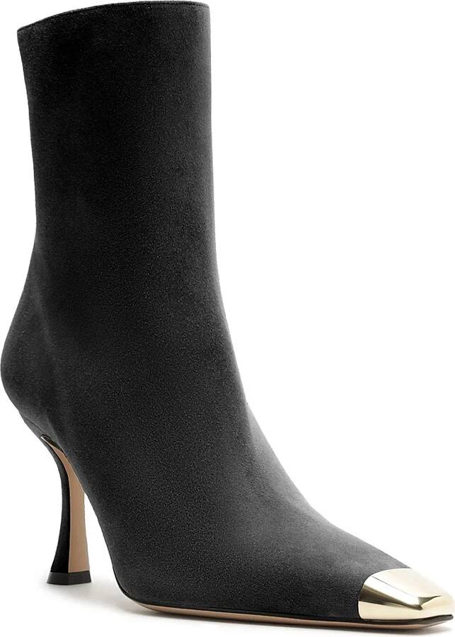 Women's Olivia Suede Curved-Heel Boots - Black - Size 5.5 - Image 2