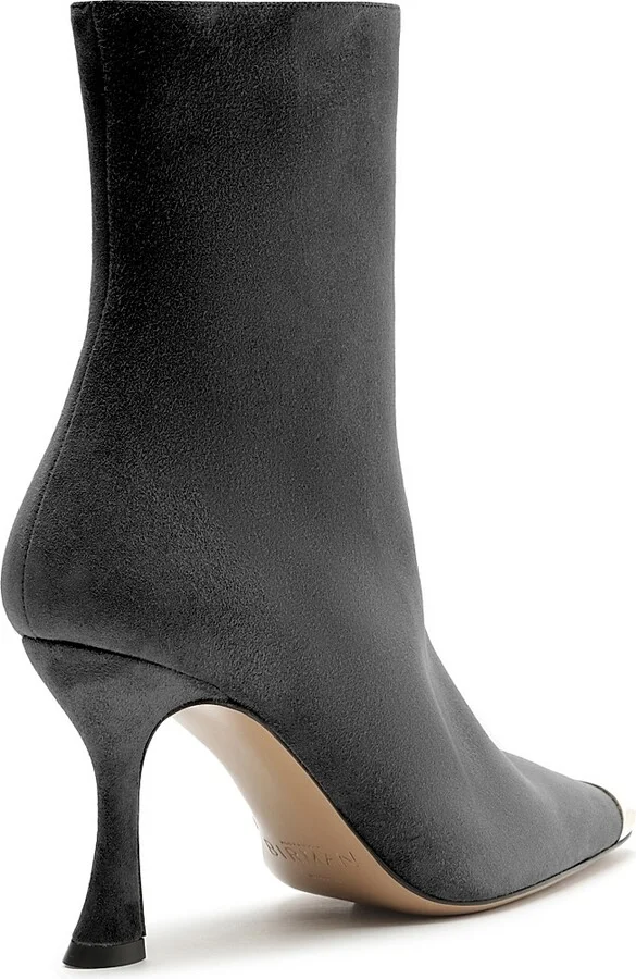 Women's Olivia Suede Curved-Heel Boots - Black - Size 5.5 - Image 3