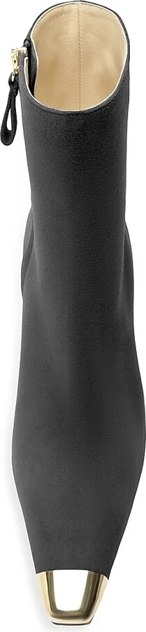 Women's Olivia Suede Curved-Heel Boots - Black - Size 5.5 - Image 4
