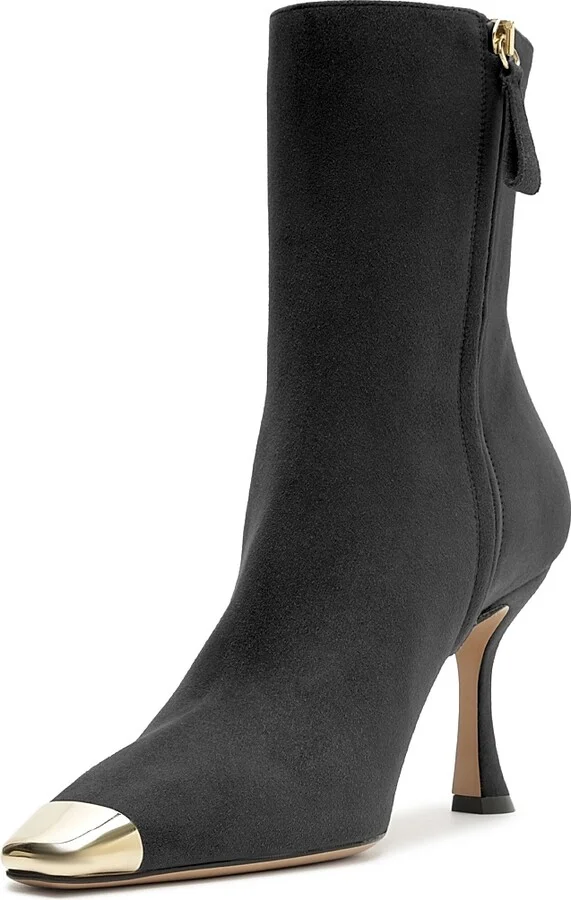 Women's Olivia Suede Curved-Heel Boots - Black - Size 5.5 - Image 7