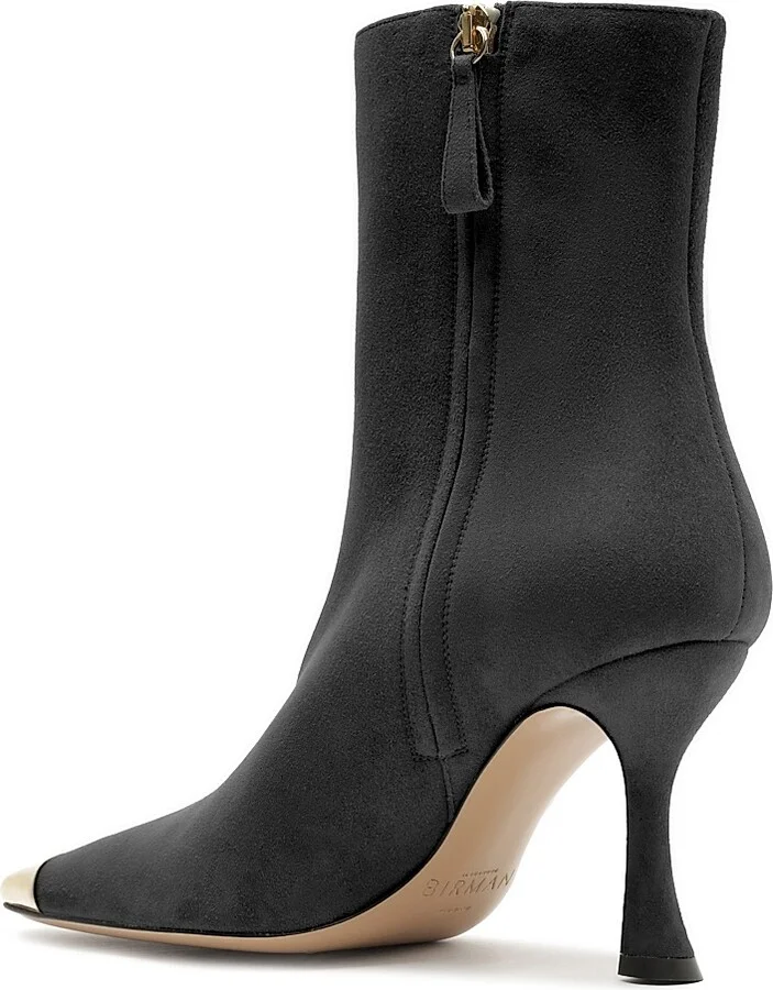 Women's Olivia Suede Curved-Heel Boots - Black - Size 5.5 - Image 8