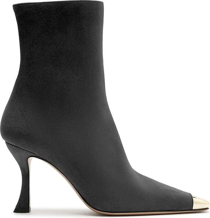 Women's Olivia Suede Curved-Heel Boots - Black - Size 5.5