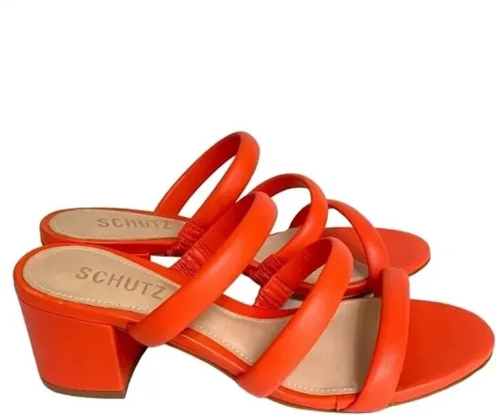 Women's Olly Mid Block Nappa Leather Sandals In Orange