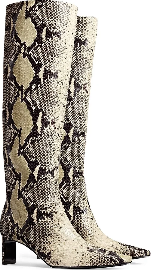 Women's Ona 55MM Snake-Print Leather Knee-High Boots - Natural - Size 7 - Image 2