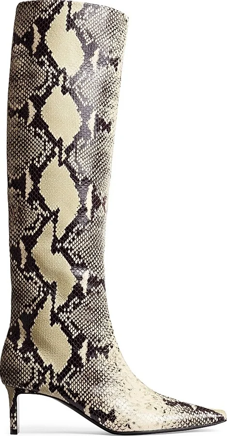 Women's Ona 55MM Snake-Print Leather Knee-High Boots - Natural - Size 7