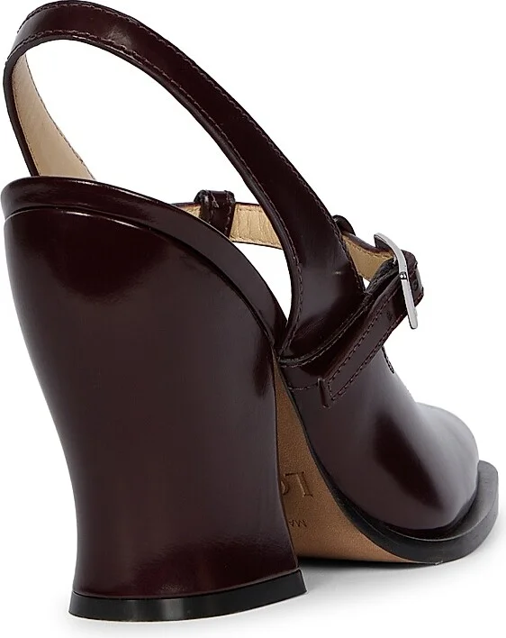 Women's Onda Leather Slingback Pumps - Burgundy - Size 6 - Image 3