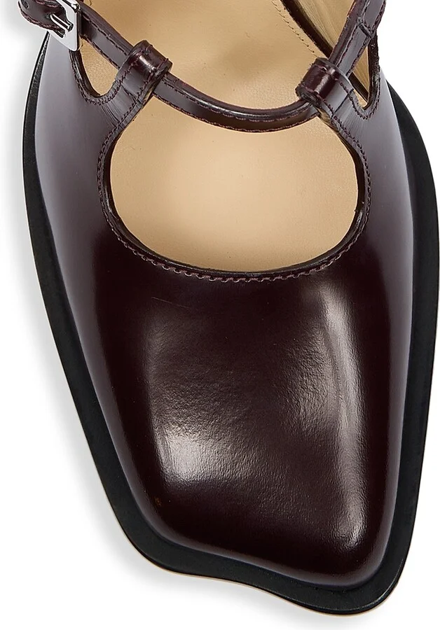 Women's Onda Leather Slingback Pumps - Burgundy - Size 6 - Image 4