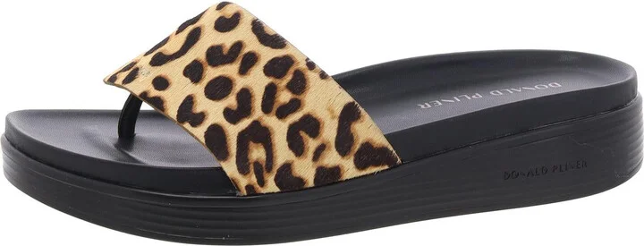 Womens Open Back Calf Hair Wedge Sandals