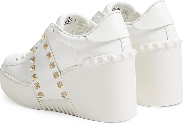 Women's Open Disco Wedge Sneakers In Calfskin - White - Size 11 - Image 3