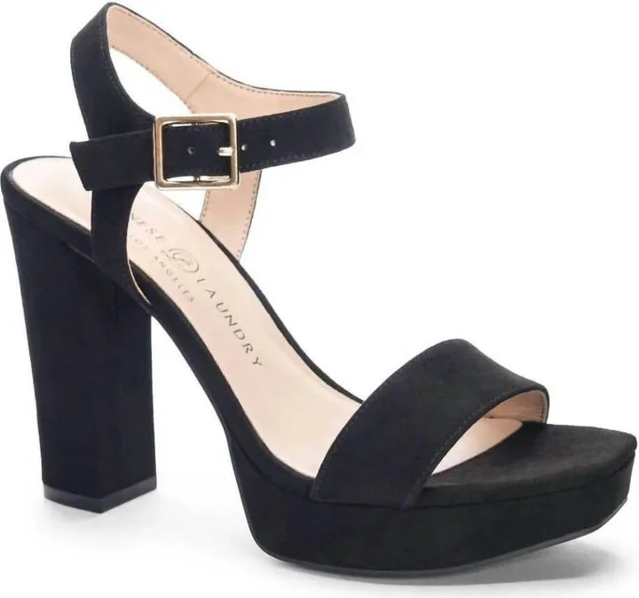 Women's Open Toe Strap Chunky Heels In Black