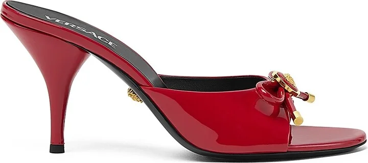 Women's Opera Bow 85MM Patent Leather Mules - Black Versace Gold - Size 5 - Image 6