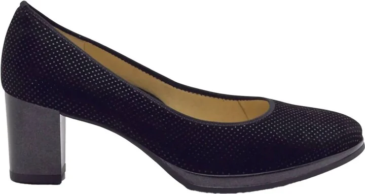 Women's Ophelia Heel - Wide In Black Puntikid Leather