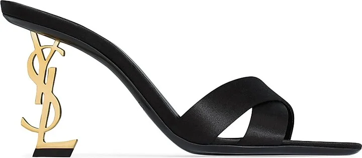 Women's Opyum Mules in Satin Crepe - Black - Size 5