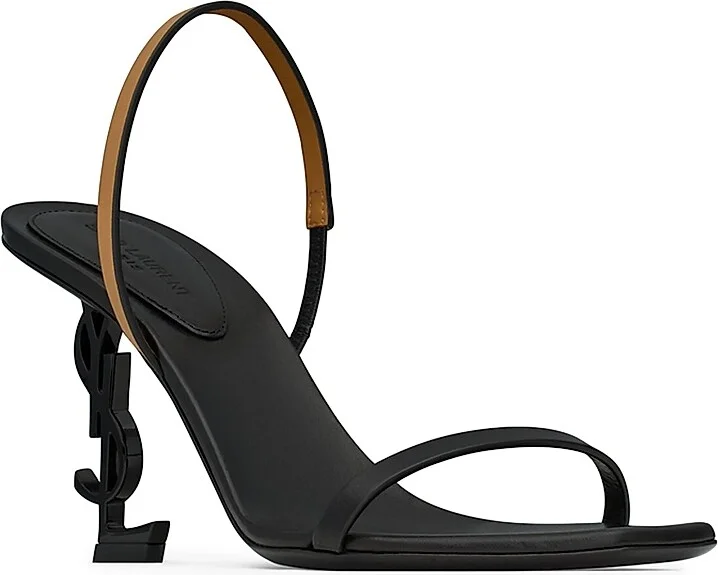 Women's Opyum Slingback Sandals in Smooth Leather - Black And Brown Gold - Size 5 - Image 2