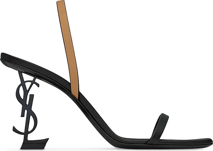 Women's Opyum Slingback Sandals in Smooth Leather - Black And Brown Gold - Size 5