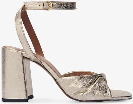 Womens Or Twisted-Strap Metallic-Leather Heeled Sandals Eur 40 / 7 Uk Women