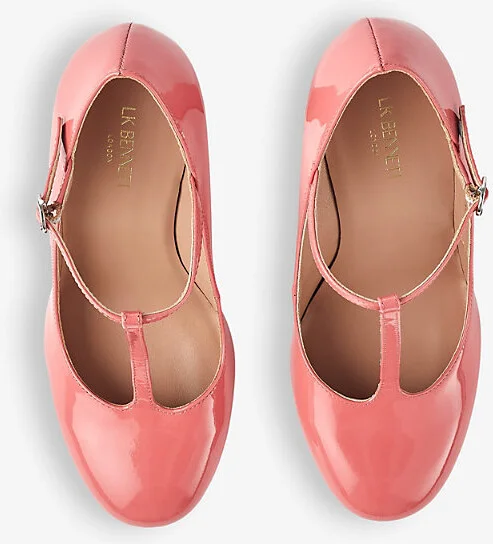 Womens Ora-Coral Annalise T-Bar Heeled Patent-Leather Shoes Eur 38/5 Uk Women - Image 2