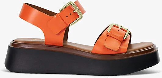 Womens Orange Leather Loells Buckled Leather Flatform Sandals Eur 39 / 6 Uk Women