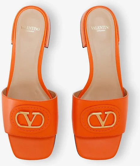 Womens Orange Vlogo 20 Leather Slides Eur 37.5 / 4.5 Uk Women - Image 2