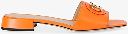 Womens Orange Vlogo 20 Leather Slides Eur 37.5 / 4.5 Uk Women