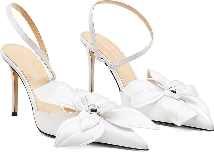 Women's Orchid 95MM Satin Pointed Toe Pumps - White - Size 6 - Image 2