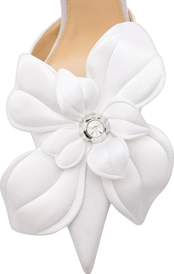 Women's Orchid 95MM Satin Pointed Toe Pumps - White - Size 6 - Image 5