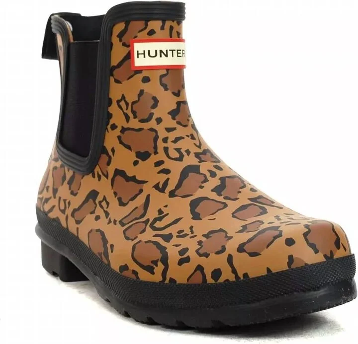 Women's Original Chelsea Leopard Rain Boot In Rich Tan/saddle/black