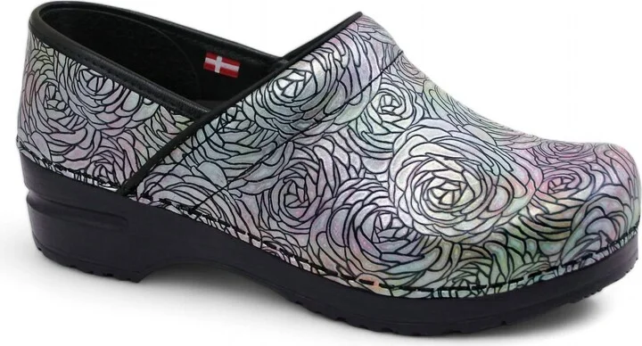 Women's Original Professional Mittersill Clog In Embossed Silver Leather