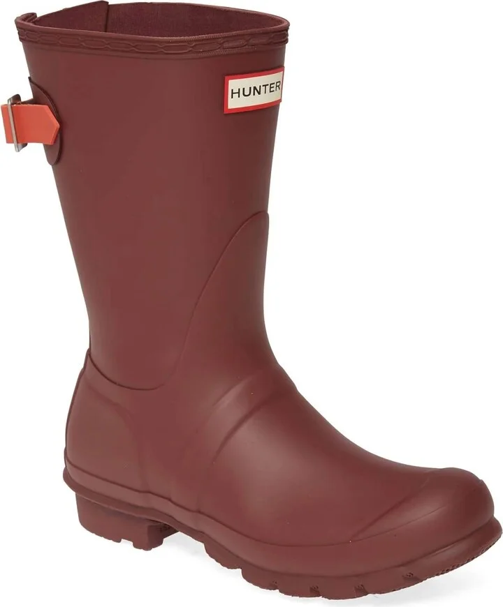Women's Original Short Back Adjustable Rain Boot In Rumbling Red/siren