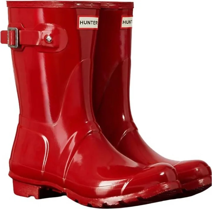 Women's Original Short Gloss Rain Boots In Military Red